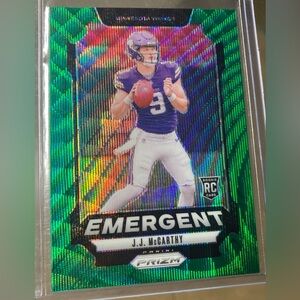 2024 Panini Prizm Emergent Green Wave Prizm JJ McCarthy #19 Rookie RC Vikings